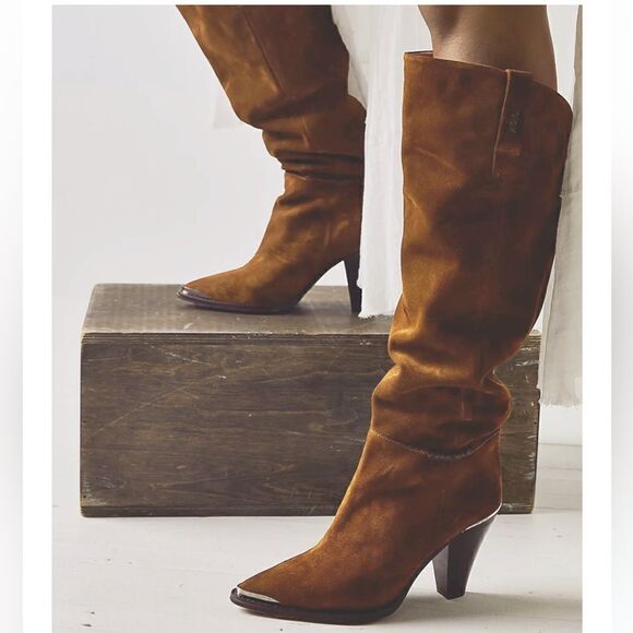 New FREE PEOPLE Stevie Boot Cognac Suede - Picture 1 of 7